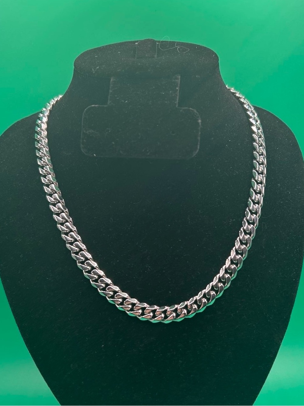 8mm Silver Curb Cuban Link Chain Necklace 18 Inch Womens Waterproof New